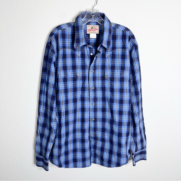 Wrangler Shirt Mens XL Blue Plaid Western Pearl Snap Cowboy Rodeo V - Picture 1 of 7